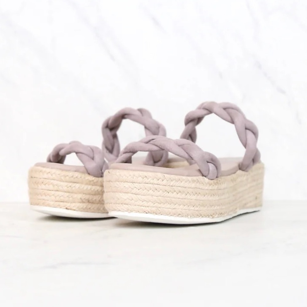 Sbicca Braided Gray/Lilac Espadrille Platform Sandal Size 7.5 - Picture 4 of 8